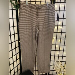 Houndstooth Slim Straight Pants - Brown & Black